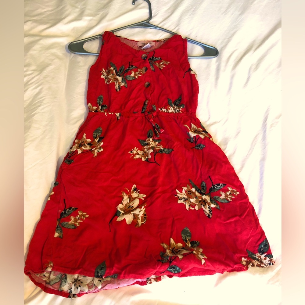 Floral Red Dress Sz M